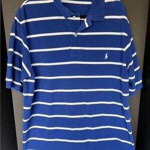 Polo by Ralph Lauren Men's Blue and White Striped Polo Shirt